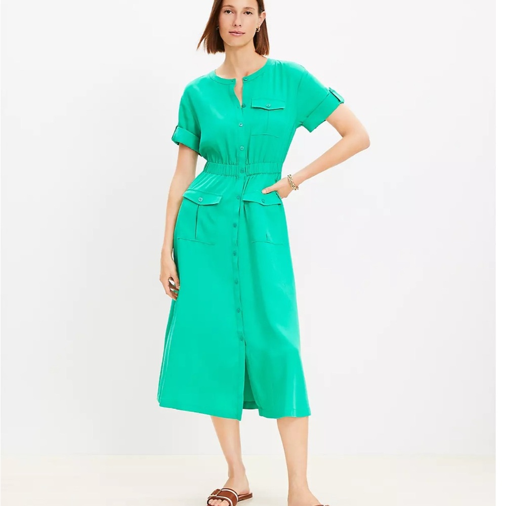 LOFT Utility Midi Dress Sz 12 NWT